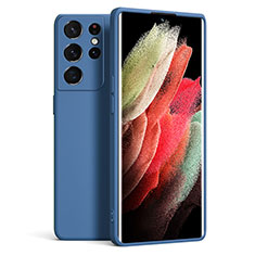 Coque Ultra Fine Silicone Souple 360 Degres Housse Etui S08 pour Samsung Galaxy S21 Ultra 5G Bleu