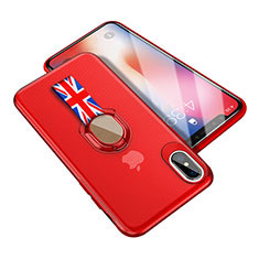 Coque Ultra Fine Silicone Souple avec Support Bague Anneau T01 pour Apple iPhone Xs Rouge
