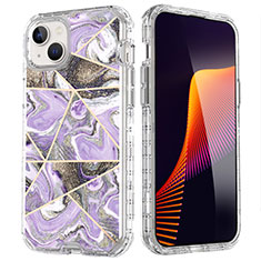 Coque Ultra Fine Silicone Souple Housse Etui 360 Degres Avant et Arriere YJ2 pour Apple iPhone 15 Violet Clair