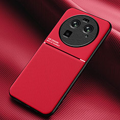 Coque Ultra Fine Silicone Souple Housse Etui avec Aimante Magnetique pour Oppo Find X6 5G Rouge