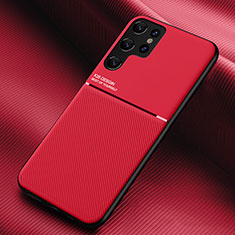 Coque Ultra Fine Silicone Souple Housse Etui avec Aimante Magnetique pour Samsung Galaxy S21 Ultra 5G Rouge