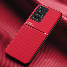 Coque Ultra Fine Silicone Souple Housse Etui avec Aimante Magnetique pour Vivo X70 Pro 5G Rouge