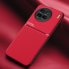 Coque Ultra Fine Silicone Souple Housse Etui avec Aimante Magnetique pour Vivo X90 5G Rouge