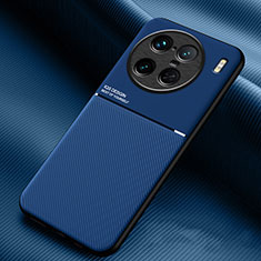 Coque Ultra Fine Silicone Souple Housse Etui avec Aimante Magnetique pour Vivo X90 Pro+ Plus 5G Bleu