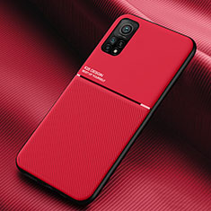 Coque Ultra Fine Silicone Souple Housse Etui avec Aimante Magnetique pour Xiaomi Mi 10T 5G Rouge