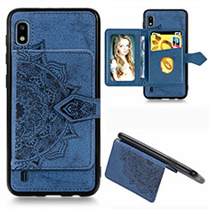 Coque Ultra Fine Silicone Souple Housse Etui avec Aimante Magnetique S01D pour Samsung Galaxy A10 Bleu