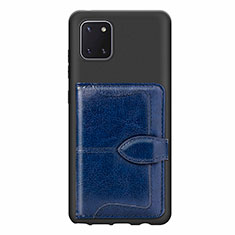 Coque Ultra Fine Silicone Souple Housse Etui avec Aimante Magnetique S01D pour Samsung Galaxy A81 Bleu