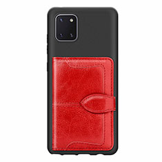 Coque Ultra Fine Silicone Souple Housse Etui avec Aimante Magnetique S01D pour Samsung Galaxy Note 10 Lite Rouge