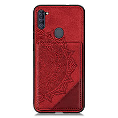 Coque Ultra Fine Silicone Souple Housse Etui avec Aimante Magnetique S02D pour Samsung Galaxy A11 Rouge