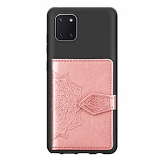 Coque Ultra Fine Silicone Souple Housse Etui avec Aimante Magnetique S02D pour Samsung Galaxy A81 Rose