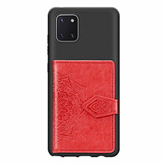 Coque Ultra Fine Silicone Souple Housse Etui avec Aimante Magnetique S02D pour Samsung Galaxy A81 Rouge