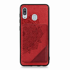Coque Ultra Fine Silicone Souple Housse Etui avec Aimante Magnetique S03D pour Samsung Galaxy A20 Rouge