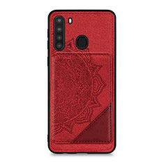 Coque Ultra Fine Silicone Souple Housse Etui avec Aimante Magnetique S03D pour Samsung Galaxy A21 Rouge