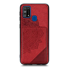 Coque Ultra Fine Silicone Souple Housse Etui avec Aimante Magnetique S03D pour Samsung Galaxy M21s Rouge
