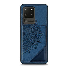 Coque Ultra Fine Silicone Souple Housse Etui avec Aimante Magnetique S03D pour Samsung Galaxy S20 Ultra 5G Bleu