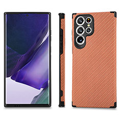 Coque Ultra Fine Silicone Souple Housse Etui avec Aimante Magnetique S03D pour Samsung Galaxy S23 Ultra 5G Orange