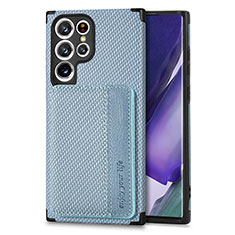Coque Ultra Fine Silicone Souple Housse Etui avec Aimante Magnetique S04D pour Samsung Galaxy S21 Ultra 5G Bleu