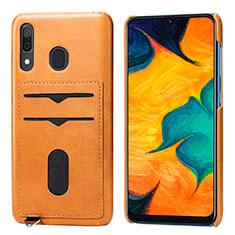 Coque Ultra Fine Silicone Souple Housse Etui avec Aimante Magnetique S05D pour Samsung Galaxy A20 Orange