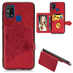 Coque Ultra Fine Silicone Souple Housse Etui avec Aimante Magnetique S05D pour Samsung Galaxy M21s Rouge