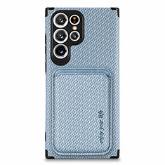 Coque Ultra Fine Silicone Souple Housse Etui avec Aimante Magnetique S05D pour Samsung Galaxy S21 Ultra 5G Bleu