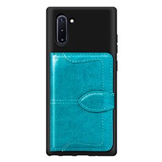 Coque Ultra Fine Silicone Souple Housse Etui avec Aimante Magnetique S06D pour Samsung Galaxy Note 10 5G Cyan