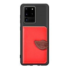 Coque Ultra Fine Silicone Souple Housse Etui avec Aimante Magnetique S06D pour Samsung Galaxy S20 Ultra Rouge