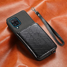 Coque Ultra Fine Silicone Souple Housse Etui avec Aimante Magnetique S07D pour Samsung Galaxy A12 Noir