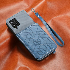 Coque Ultra Fine Silicone Souple Housse Etui avec Aimante Magnetique S07D pour Samsung Galaxy A42 5G Bleu