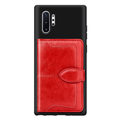 Coque Ultra Fine Silicone Souple Housse Etui avec Aimante Magnetique S08D pour Samsung Galaxy Note 10 Plus 5G Rouge