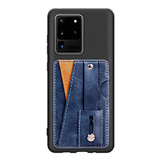 Coque Ultra Fine Silicone Souple Housse Etui avec Aimante Magnetique S08D pour Samsung Galaxy S20 Ultra 5G Bleu