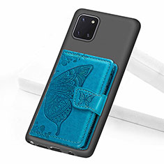 Coque Ultra Fine Silicone Souple Housse Etui avec Aimante Magnetique S09D pour Samsung Galaxy A81 Bleu