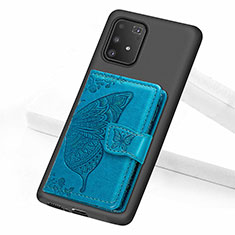 Coque Ultra Fine Silicone Souple Housse Etui avec Aimante Magnetique S09D pour Samsung Galaxy A91 Bleu