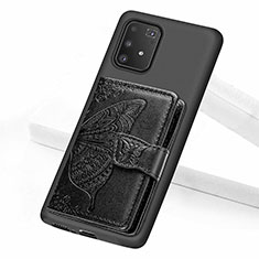 Coque Ultra Fine Silicone Souple Housse Etui avec Aimante Magnetique S09D pour Samsung Galaxy A91 Noir