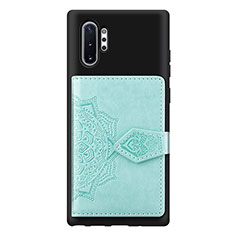 Coque Ultra Fine Silicone Souple Housse Etui avec Aimante Magnetique S09D pour Samsung Galaxy Note 10 Plus 5G Bleu Clair