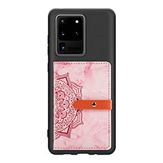 Coque Ultra Fine Silicone Souple Housse Etui avec Aimante Magnetique S09D pour Samsung Galaxy S20 Ultra 5G Rose