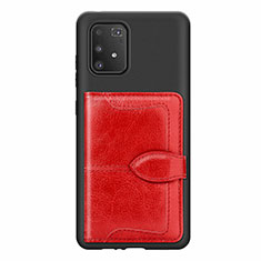 Coque Ultra Fine Silicone Souple Housse Etui avec Aimante Magnetique S11D pour Samsung Galaxy A91 Rouge