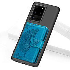 Coque Ultra Fine Silicone Souple Housse Etui avec Aimante Magnetique S11D pour Samsung Galaxy S20 Ultra 5G Bleu