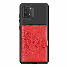Coque Ultra Fine Silicone Souple Housse Etui avec Aimante Magnetique S12D pour Samsung Galaxy A91 Rouge