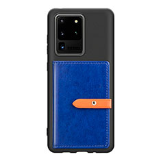Coque Ultra Fine Silicone Souple Housse Etui avec Aimante Magnetique S12D pour Samsung Galaxy S20 Ultra 5G Bleu