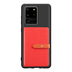 Coque Ultra Fine Silicone Souple Housse Etui avec Aimante Magnetique S12D pour Samsung Galaxy S20 Ultra 5G Rouge