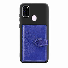 Coque Ultra Fine Silicone Souple Housse Etui avec Aimante Magnetique S13D pour Samsung Galaxy M21 Bleu