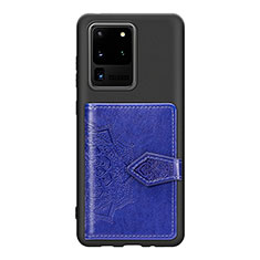 Coque Ultra Fine Silicone Souple Housse Etui avec Aimante Magnetique S13D pour Samsung Galaxy S20 Ultra 5G Bleu