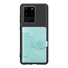 Coque Ultra Fine Silicone Souple Housse Etui avec Aimante Magnetique S13D pour Samsung Galaxy S20 Ultra 5G Bleu Clair