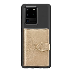 Coque Ultra Fine Silicone Souple Housse Etui avec Aimante Magnetique S13D pour Samsung Galaxy S20 Ultra 5G Or