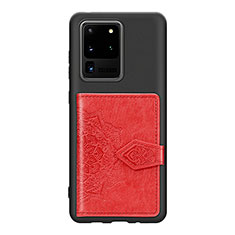 Coque Ultra Fine Silicone Souple Housse Etui avec Aimante Magnetique S13D pour Samsung Galaxy S20 Ultra 5G Rouge