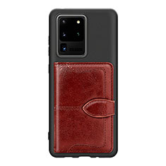 Coque Ultra Fine Silicone Souple Housse Etui avec Aimante Magnetique S14D pour Samsung Galaxy S20 Ultra 5G Marron