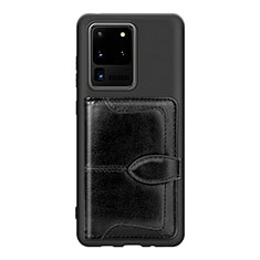 Coque Ultra Fine Silicone Souple Housse Etui avec Aimante Magnetique S14D pour Samsung Galaxy S20 Ultra 5G Noir