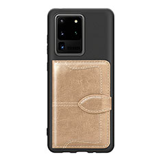 Coque Ultra Fine Silicone Souple Housse Etui avec Aimante Magnetique S14D pour Samsung Galaxy S20 Ultra 5G Or