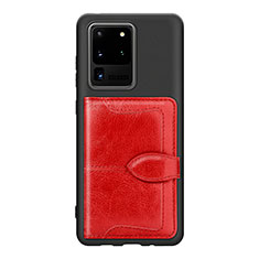 Coque Ultra Fine Silicone Souple Housse Etui avec Aimante Magnetique S14D pour Samsung Galaxy S20 Ultra 5G Rouge