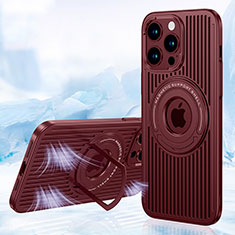 Coque Ultra Fine Silicone Souple Housse Etui avec Mag-Safe Magnetic Magnetique AC1 pour Apple iPhone 14 Pro Max Rouge